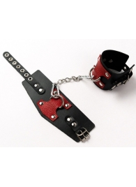 Черные кожаные оковы с красными вставками - Crazy Handmade - купить с доставкой в Петрозаводске
