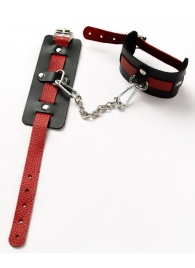 Черные оковы с красным декором и заклепками - Crazy Handmade - купить с доставкой в Петрозаводске