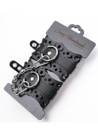 Ажурные наручники из черной кожи - Crazy Handmade - купить с доставкой в Петрозаводске