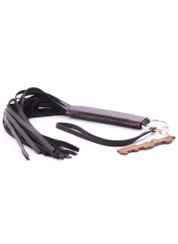 Черная кожаная плеть с удобной ручкой - 50 см. - Crazy Handmade - купить с доставкой в Петрозаводске