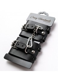Черные кожаные наручники с ремешками - Crazy Handmade - купить с доставкой в Петрозаводске