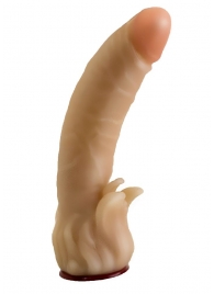 Телесная гелевая насадка-фаллос с клиторальными лепестками - 18,5 см. - LOVETOY (А-Полимер) - купить с доставкой в Петрозаводске