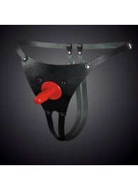 Чёрные кожаные универсальные трусики со штырьком для насадок - Sitabella - купить с доставкой в Петрозаводске