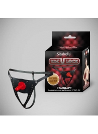 Черные кожаные универсальные трусики со штырьком для насадок и вырезом - Sitabella - купить с доставкой в Петрозаводске