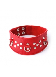 Кожаный красный ошейник с велюровой подкладкой - Sitabella - купить с доставкой в Петрозаводске