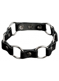Кожаный черный ошейник с кольцами - Sitabella - купить с доставкой в Петрозаводске