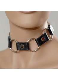 Кожаный черный ошейник с кольцами - Sitabella - купить с доставкой в Петрозаводске