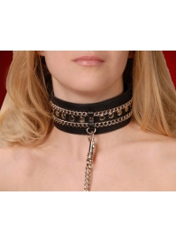 Чёрный ошейник с цепочками и поводком - Sitabella - купить с доставкой в Петрозаводске
