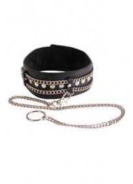 Чёрный ошейник с цепочками и поводком - Sitabella - купить с доставкой в Петрозаводске