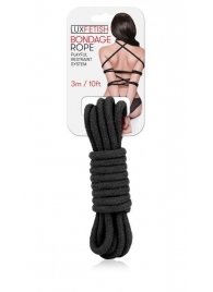 Черная хлопковая веревка для связывания - 3 м. - Lux Fetish - купить с доставкой в Петрозаводске