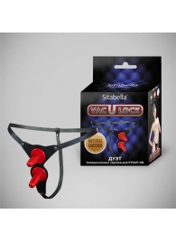 Чёрные кожаные трусики с двумя штырьками для насадок - Sitabella - купить с доставкой в Петрозаводске