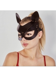Коричневая кожаная маска  Кошечка - Sitabella - купить с доставкой в Петрозаводске
