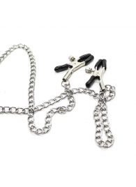 Зажимы для сосков с ремешком и кольцом для пениса - Notabu - купить с доставкой в Петрозаводске