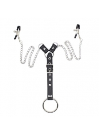 Зажимы для сосков с ремешком и кольцом для пениса - Notabu - купить с доставкой в Петрозаводске