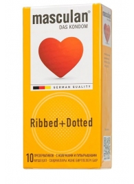 Презервативы с колечками и пупырышками Masculan Ribbed+Dotted - 10 шт. - Masculan - купить с доставкой в Петрозаводске