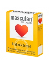 Презервативы с колечками и пупырышками Masculan Ribbed+Dotted - 3 шт. - Masculan - купить с доставкой в Петрозаводске
