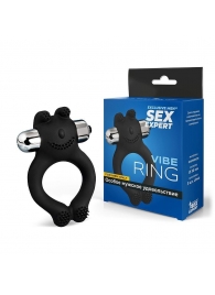 Черное силиконовое эрекционное виброкольцо Sex Expert - Sex Expert - в Петрозаводске купить с доставкой
