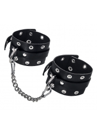 Черные кожаные однослойные оковы с люверсами - Pecado - купить с доставкой в Петрозаводске