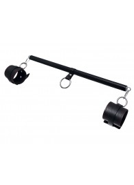 Черная распорка для ног с кожаными манжетами - Pecado - купить с доставкой в Петрозаводске