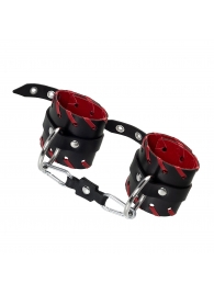Черно-красные наручники из натуральной кожи - Pecado - купить с доставкой в Петрозаводске
