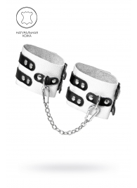 Бело-черные оковы с двумя ремешками и люверсами - Pecado - купить с доставкой в Петрозаводске