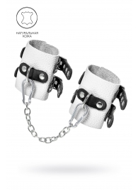 Бело-черные наручники с двумя ремешками и люверсами - Pecado - купить с доставкой в Петрозаводске