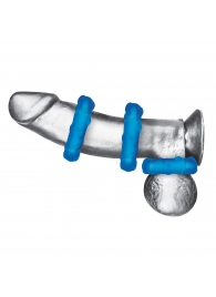 Комплект из трех голубых эрекционных колец 3-Pack Ribbed Rider Cock Ring Set - BlueLine - в Петрозаводске купить с доставкой