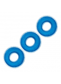 Комплект из трех голубых колец для эрекции 3-Pack Ultra-Stim Stretch Cock Rings - BlueLine - в Петрозаводске купить с доставкой