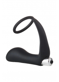 Черное эрекционное кольцо с вибропробкой Vibrating Anal Plug With Cockring - Dream Toys - в Петрозаводске купить с доставкой