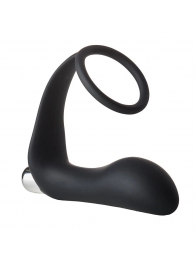 Черное эрекционное кольцо с вибропробкой Vibrating Anal Plug With Cockring - Dream Toys - в Петрозаводске купить с доставкой