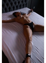 Черный кожаный набор фиксации на кровати Sex Game - БДСМ Арсенал - купить с доставкой в Петрозаводске