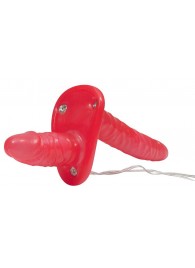 Красный женский страпон с вагинальной пробкой Bad Kitty - 18 см. - Orion - купить с доставкой в Петрозаводске