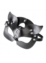 Черная кожаная рельефная маска кошки - Pecado - купить с доставкой в Петрозаводске