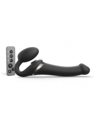 Черный безремневой страпон Multi Orgasm Size M с клиторальной стимуляцией - Strap-on-me - купить с доставкой в Петрозаводске