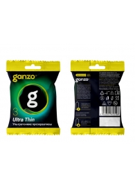 Ультратонкие презервативы Ganzo Ultra thin в мягкой упаковке - 3 шт. - Ganzo - купить с доставкой в Петрозаводске