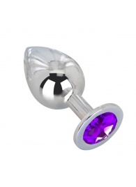 Большой плаг из стали с фиолетовым кристаллом Violet Dream - 9,5 см. - Erotic Fantasy - купить с доставкой в Петрозаводске