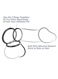 Набор из трех черных эрекционных колец Silicone 3-Ring Stamina Set - Pipedream - в Петрозаводске купить с доставкой
