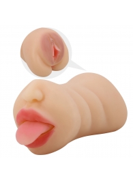 Телесный двусторонний мастурбатор Sarah - ротик и вагина - Baile - в Петрозаводске купить с доставкой