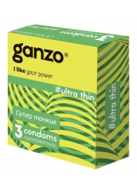 Ультратонкие презервативы Ganzo Ultra thin - 3 шт. - Ganzo - купить с доставкой в Петрозаводске