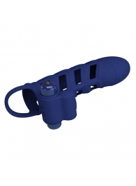 Синяя насадка на пенис Powerful Ring - 18,8 см. - Baile - в Петрозаводске купить с доставкой