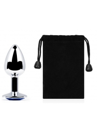 Анальное украшение BUTT PLUG  Small с синим кристаллом - 7 см. - Anal Jewelry Plug - купить с доставкой в Петрозаводске