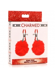 Красные зажимы на соски с помпонами Pom Pom - XR Brands - купить с доставкой в Петрозаводске