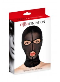 Черная сетчатая маска на голову с отверстиями для глаз и рта - Fetish Tentation - купить с доставкой в Петрозаводске