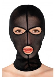 Черная сетчатая маска на голову с отверстиями для глаз и рта - Fetish Tentation - купить с доставкой в Петрозаводске