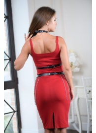 Черно-серебристая портупея-юбка plus size с цепочками - БДСМ Арсенал - купить с доставкой в Петрозаводске