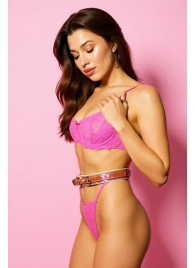 Эффектный розовый пояс из голографической эко-кожи - БДСМ Арсенал - купить с доставкой в Петрозаводске