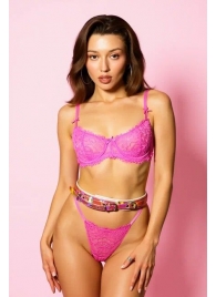 Эффектный розовый пояс из голографической эко-кожи - БДСМ Арсенал - купить с доставкой в Петрозаводске