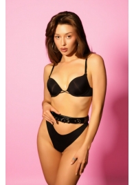 Эффектный черный пояс из лаковой эко-кожи - БДСМ Арсенал - купить с доставкой в Петрозаводске