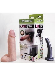 Страпон-унисекс с двумя насадками UNI strap 7  Harness - 19 и 16 см. - LOVETOY (А-Полимер) - купить с доставкой в Петрозаводске