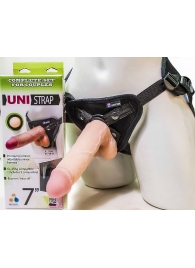 Страпон-унисекс с двумя насадками UNI strap 7  Harness - 19 и 16 см. - LOVETOY (А-Полимер) - купить с доставкой в Петрозаводске